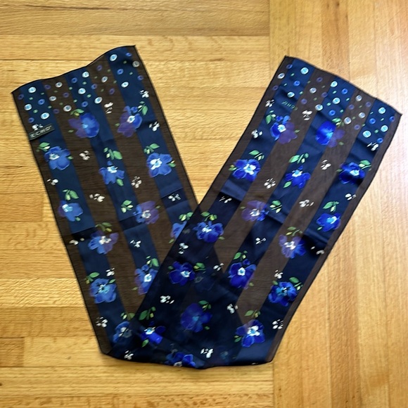 ECHO Sheer Silk Oblong Floral Blue Scarf - Picture 2 of 8
